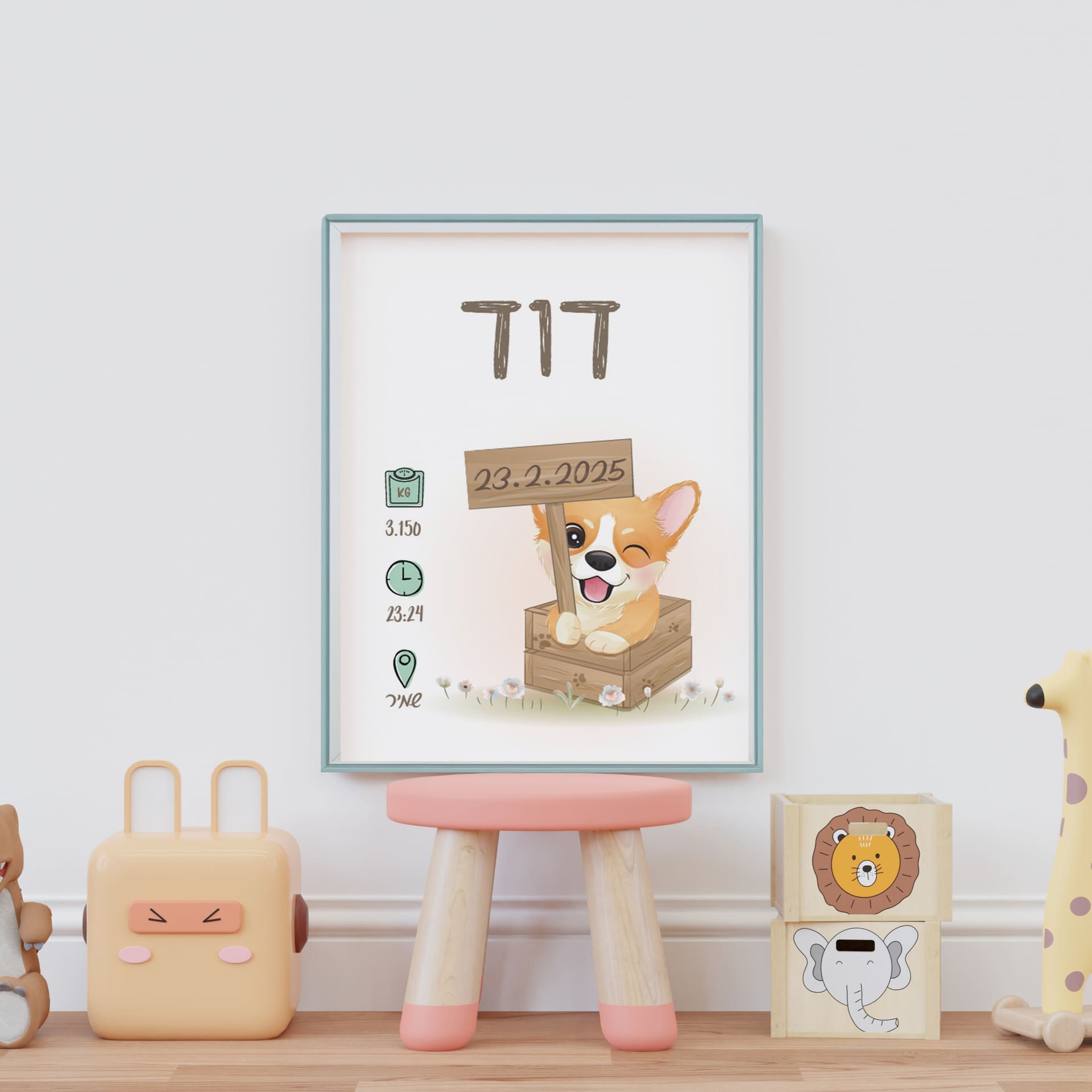 תעודת לידה מעוצבת כלב קורגי תעודת לידה מעוצבת כלב
תעודת לידה בעיצוב אישי עם שם, תאריך, שעת הלידה, משקל ומקום הלידה.
מחיר: ₪120
SKU: CERT-DOG בעיצוב אישי של ליבי-שופ